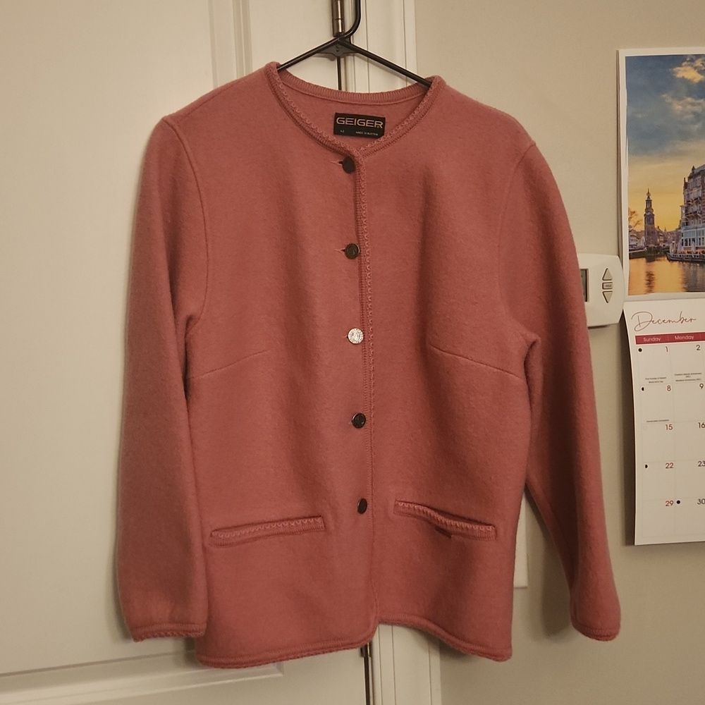 Geiger Women's Raspberry Purple Vintage Boiled Wool Blazer Size 42 US 12